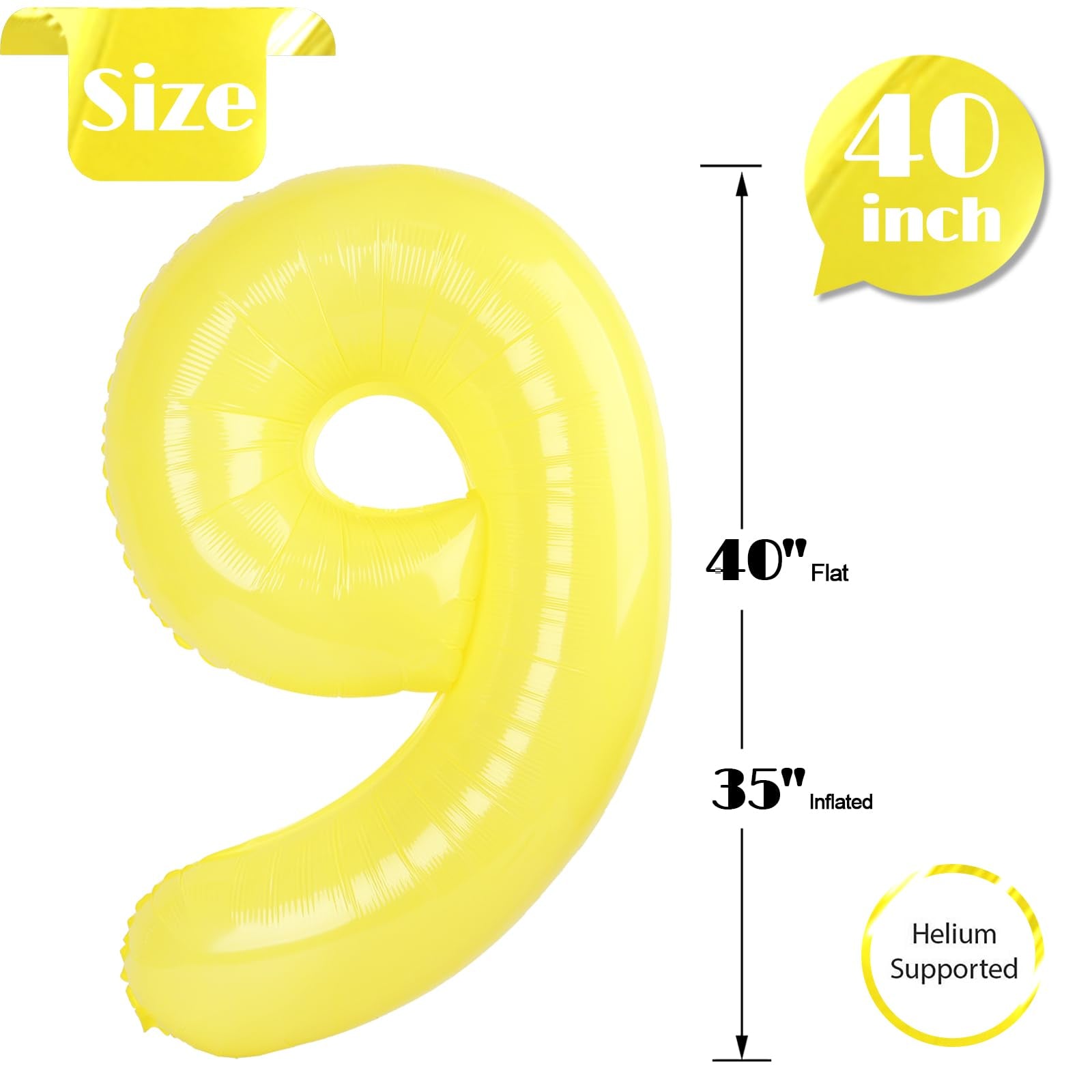40” Macaron Yellow Number 9