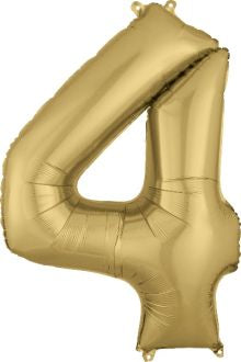34” Number 4 White Gold Oh Balloons