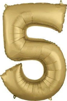 34” Number 5 White Gold Oh Balloons