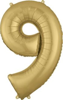 34” Number 9 White Gold Oh Balloons