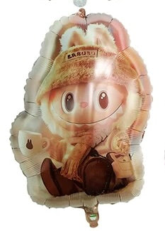 24" Labubu Cream w/fur hat Mylar