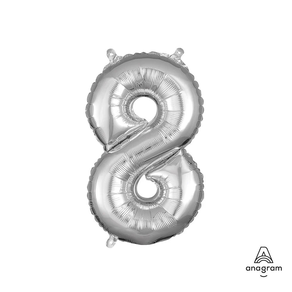 34" Number 8 Silver Anagram