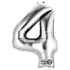 26" Number 4 Silver Anagram