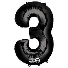 34” Number 3 Black Anagram
