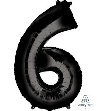 34” Number 6 Black Anagram