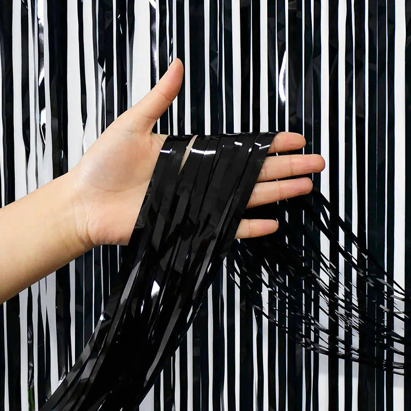 Foil Fringe Curtain: Black