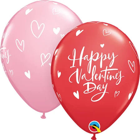 Qualatex 11" Valentine's Day white casual script 50ct