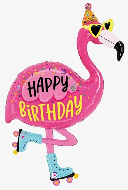 42" Happy Birthday Flamingo