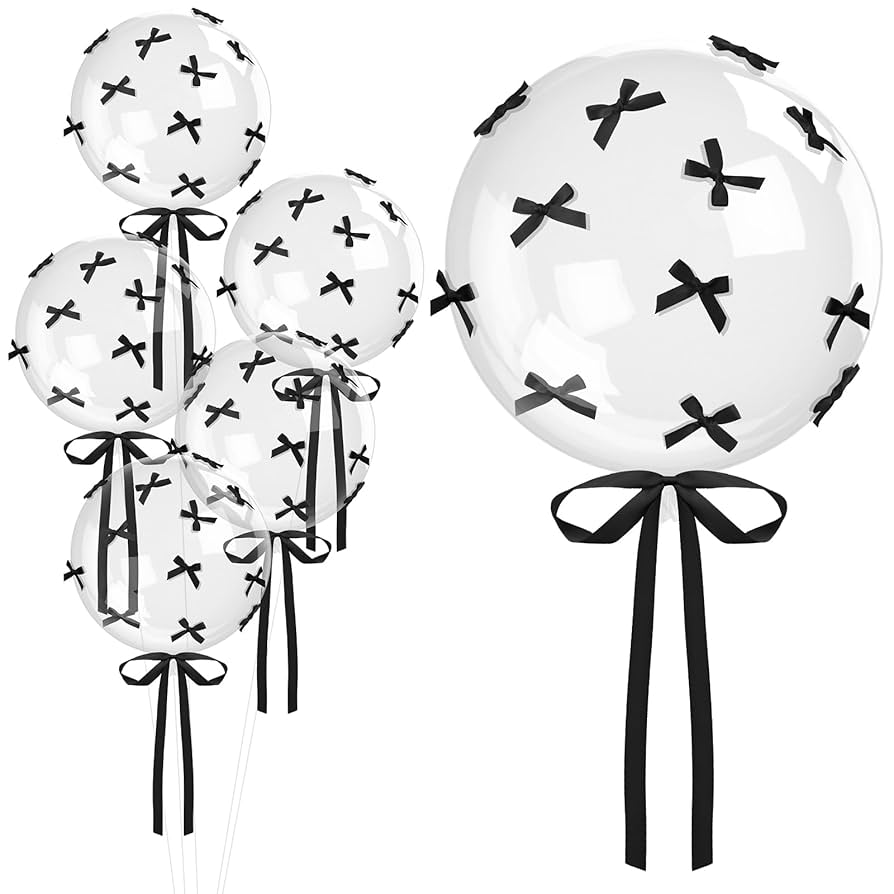 18" Black Ribbon Bubble Balloon