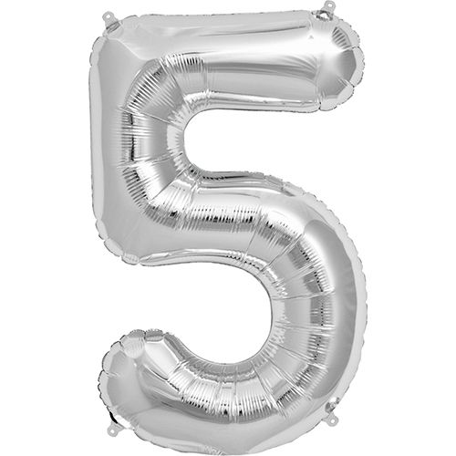 Lucky Foil: 34" Number 5 Silver