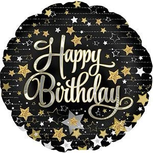 18" Happy Birthday Gold Stars