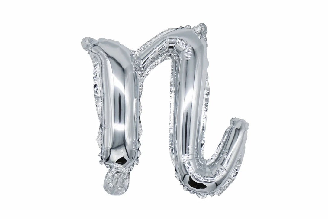 18" Silver Cursive Letter: N
