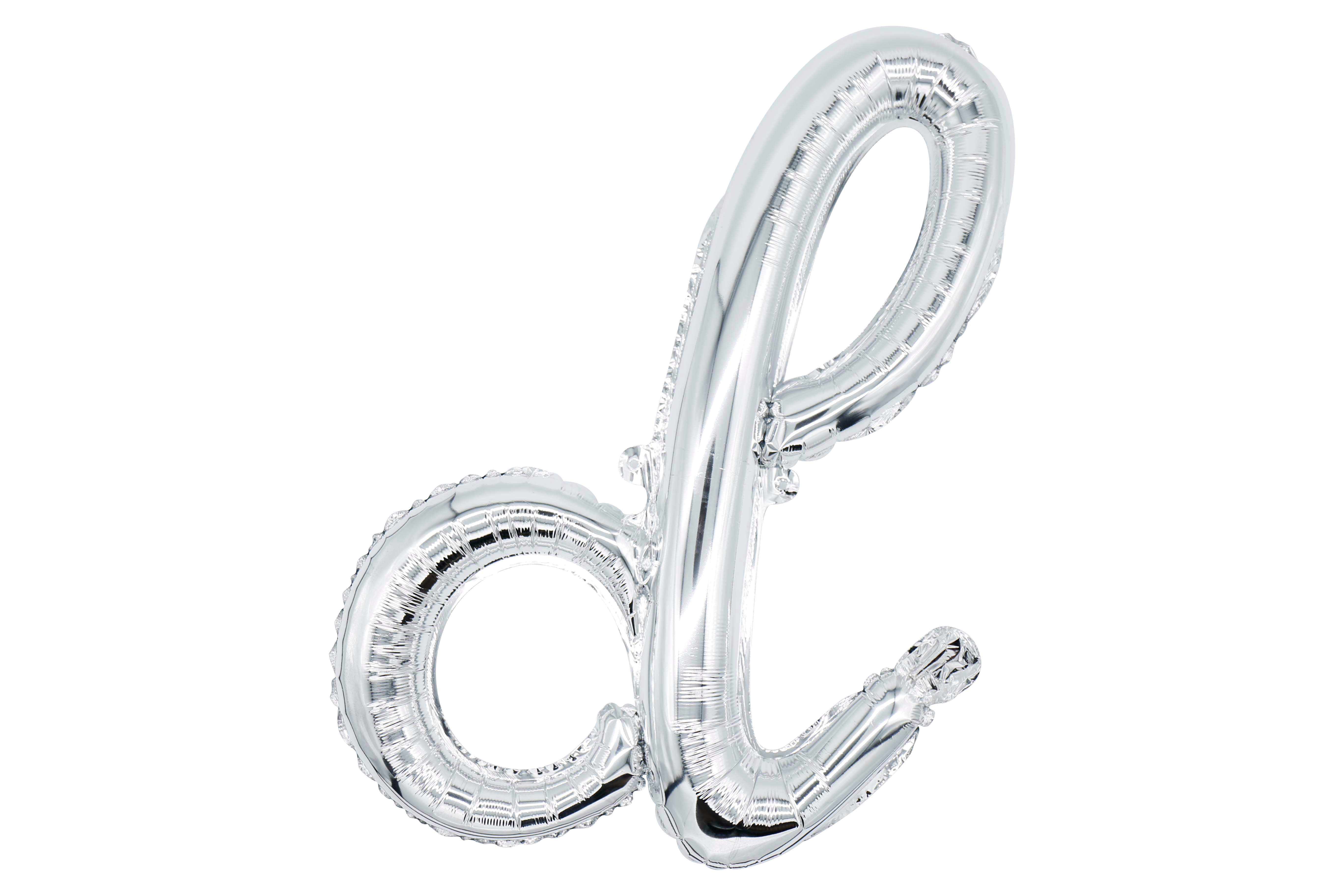 18" Silver Cursive Letter: D