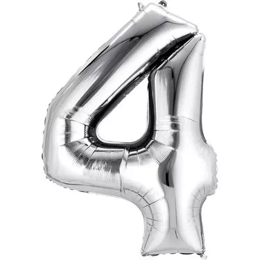 Lucky Foil: 34" Number 4 Silver