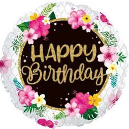 18" Happy Birthday Tropical Flowers