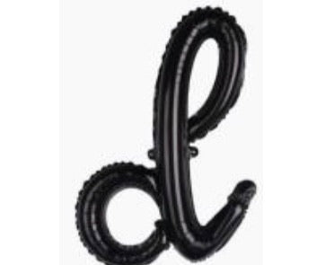18" Black Cursive Letter: D