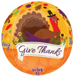 16" Give Thanks Happy Thanksgiving Orbz