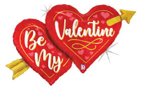 40" Valentines Two Hearts Arrow