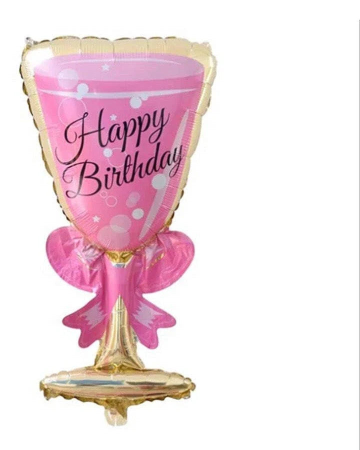 30" Happy Birthday Pink Wine Glass