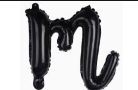 18" Black Cursive Letter: M