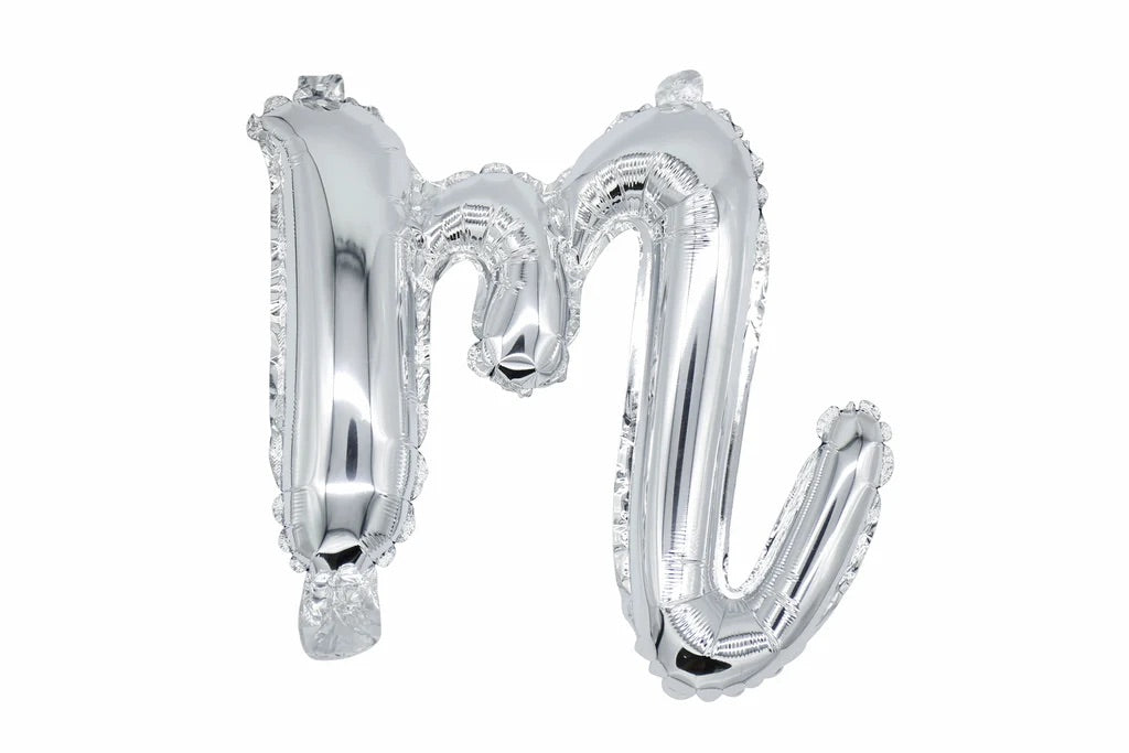 18" Silver Cursive Letter: M