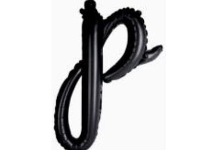 18" Black Cursive Letter: P