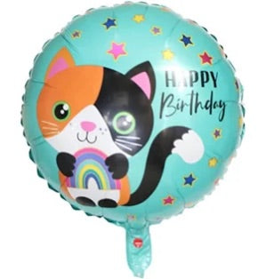 18" Happy Birthdat Cat wRainbow