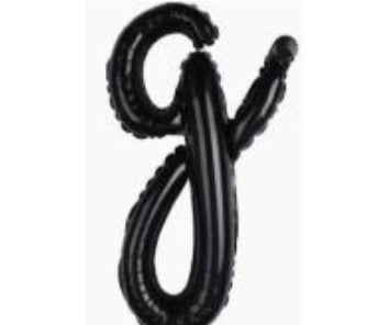 18" Black Cursive Letter: G