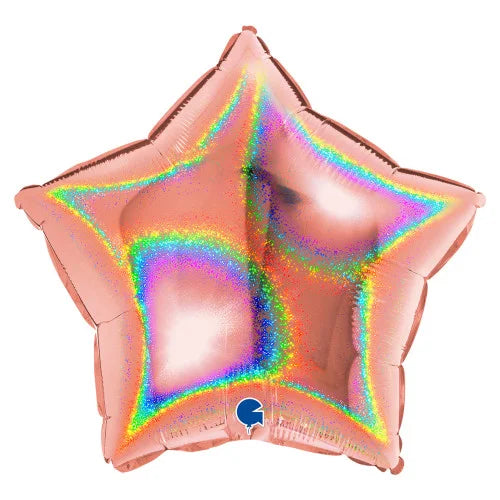 Lucky Foil: 18" Star Holographic Rose Gold