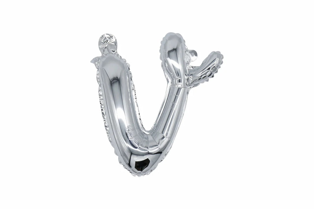 18" Silver Cursive Letter: V