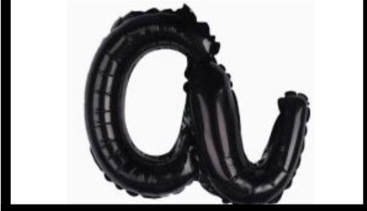 18" Black Cursive Letter: A