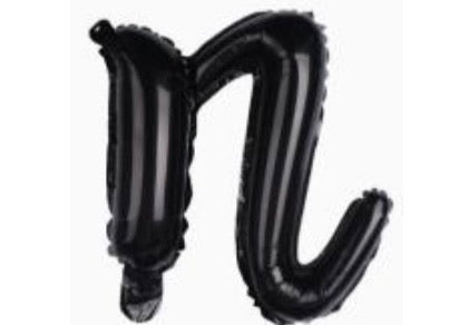 18" Black Cursive Letter: N