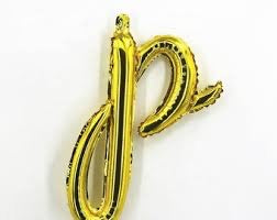 18" Gold Cursive Letter: P
