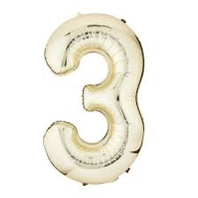 34" Number 3 White Gold: Party America