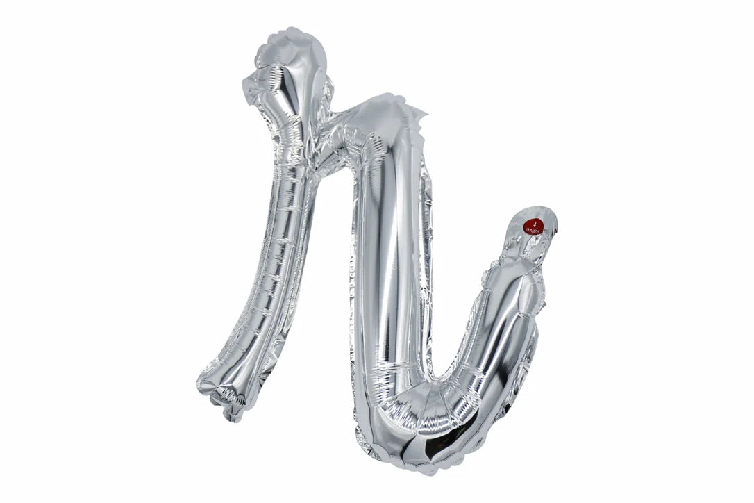18" Silver Cursive Letter: R