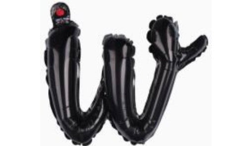 18" Black Cursive Letter: W
