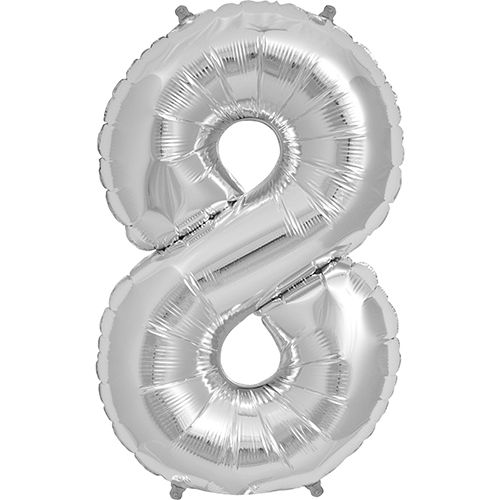 Lucky Foil: 34" Number 8 Silver