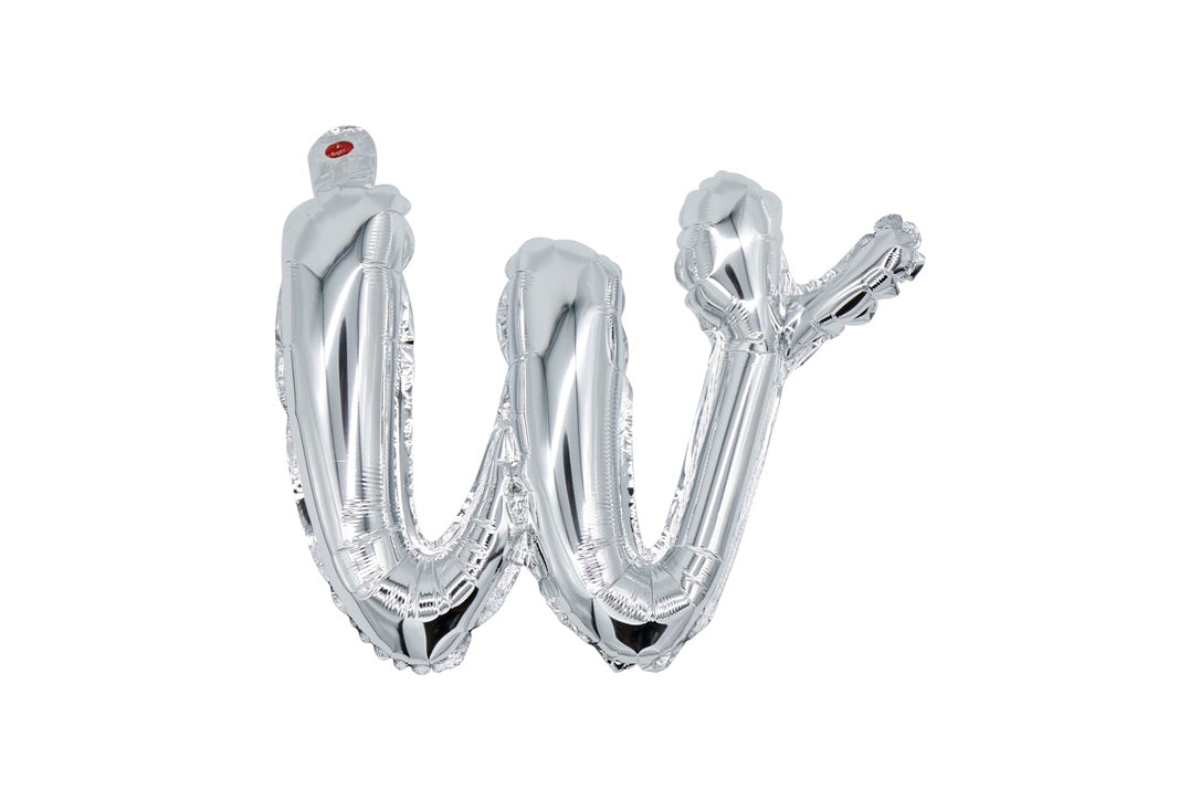 18" Silver Cursive Letter: W
