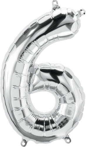Lucky Foil: 34" Number 6 Silver