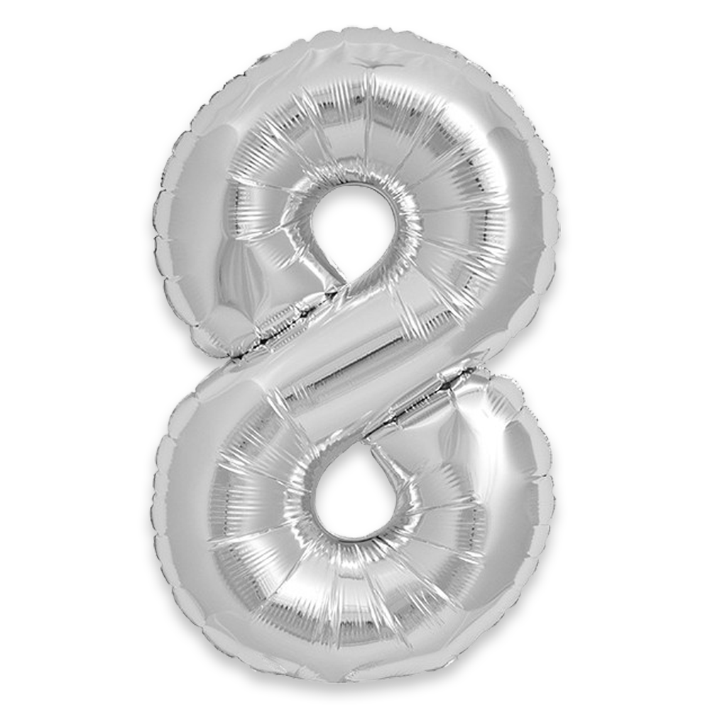 16" Silver Number #8