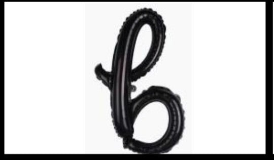 18" Black Cursive Letter: B