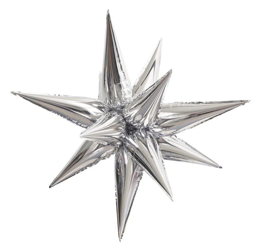 MakeFunBalloons: 27" Starburst Silver