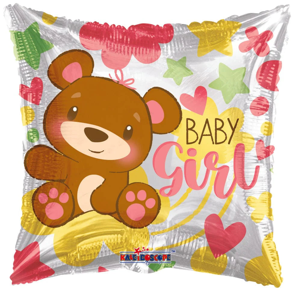 18" Baby Girl Bear & Hearts