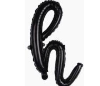 18" Black Cursive Letter: H