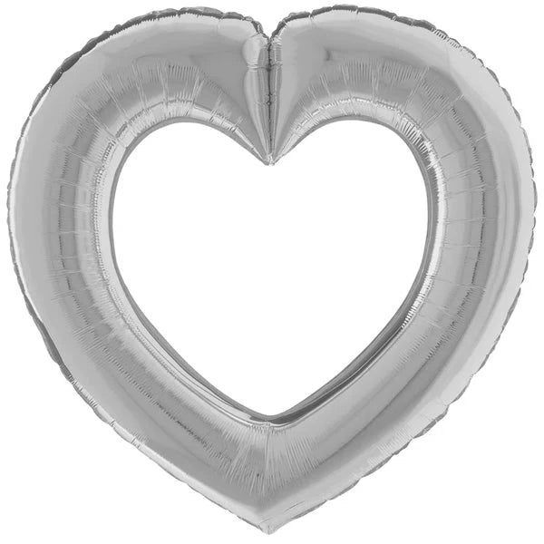 40" Hollow Heart Shaped: Silver