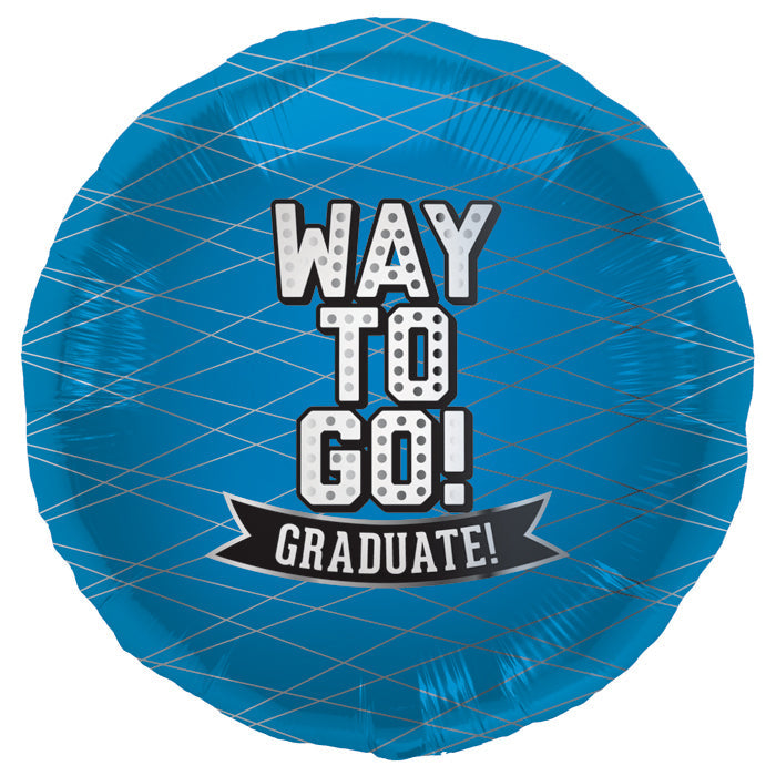 18" Way To Go Graduate Round Foil Blue