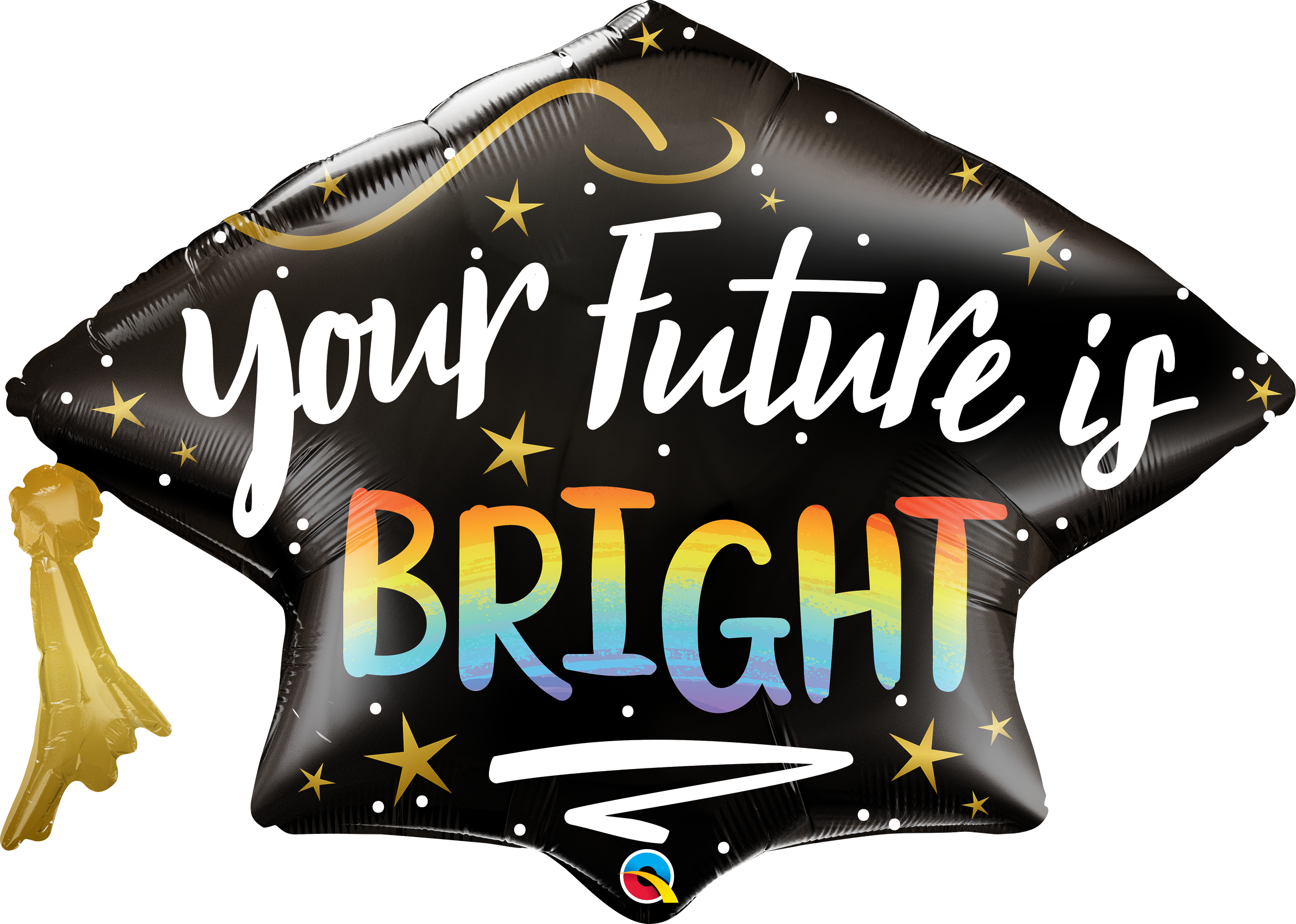 41" Your Future Is Bright Colorful Grad Cap Foil