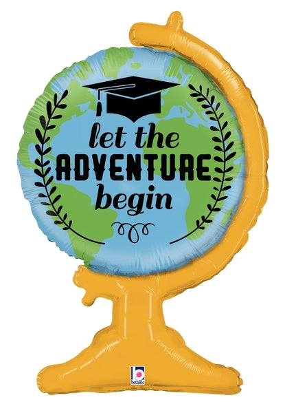 33" Let The Adventure Begin Globe Graduation Foil