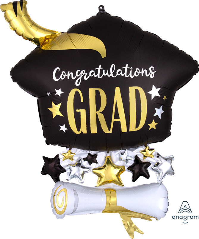 25" Satin Congratulations Grad Diploma and Cap