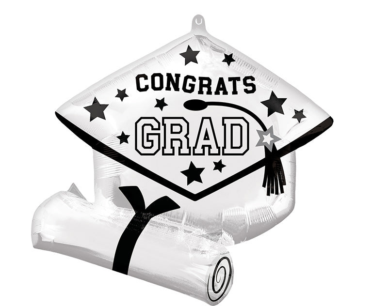 25" Super Shape Congrats Grad White Cap